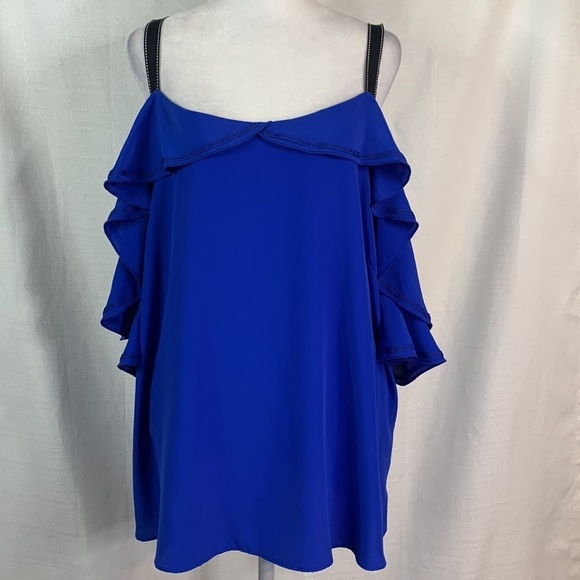 Gibson Latimer Blue Cold Shoulder Top- NWT - Picture 2 of 14
